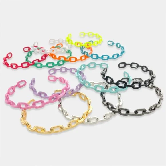 NEW Enamel Paperclip Chain Cuff Bracelet - Picture 4 of 6